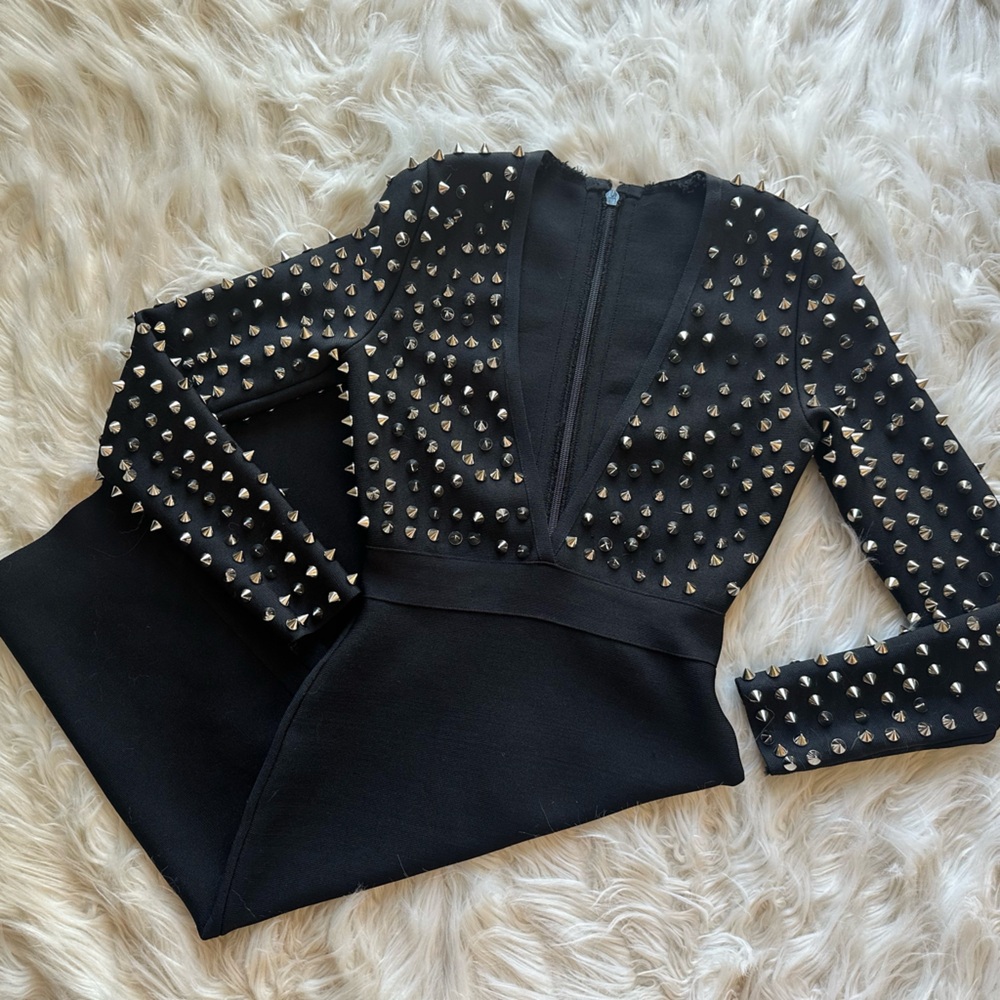 NEW - black studded bandage dress